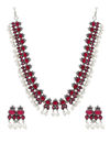 YouBella Jewellery Oxidised Silver Necklace Jewellery Set with Earrings for Girls and Women (Red) (YBNK_50524)